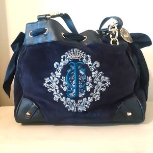 Juicy Couture navy velor embroidered handbag
